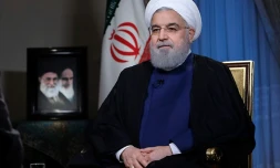 Une photo fournie par la présidence iranienne montre le président Hassan Rohani donnant une interview le 6 août 2018 à la télévision iranienne à Téhéran