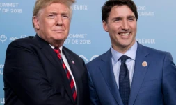 Le président américain Donald Trump et le Premier ministre canadien Justin Trudeau le 08 juin 2018 à La Malbaie au Quebec 