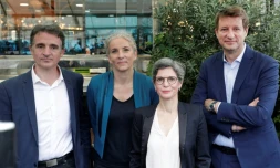 De gauche à droite: Eric Piolle, Delphine Batho, Sandrine Rousseau et Yannick Jadot, à Paris le 12 juillet 2021
