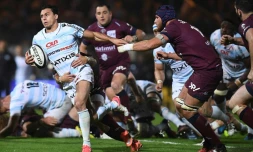 L'Argentin du Racing 92 Juan Imhoff (g) lors du match de Top 14 contre Bordeaux-Bègles, le 6 mai 2017 à Colombes