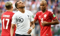 Kylian Mbappe lors du match France-Danemark au Mondial, le 26 juin 2018 au stade Loujniki à Moscou