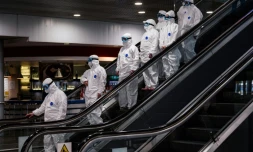 Personnel médical à l'aéroport Sheremetyevo de Moscou, le 18 mars 2020