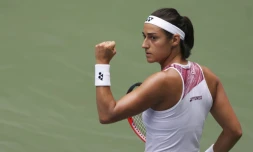 La Française Caroline Garcia lors de son 8e de finale victorieux à l'US Open face à l'Américaine Alison Riske, le 4 septebmre 2022 à New York 