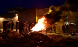 Des gardiens de prison manifestent devant le pénitencier de Nancy-Maxéville, en Meurthe-et-Moselle, le 25 janvier 2018