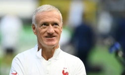 Le sélectionneur de l'équipe de France Didier Deschamps à la veille du match contre l'Espagne en Ligue des Nations, le 9 octobre 2021 à Milan 