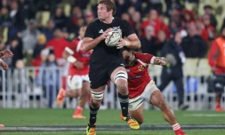 Le joueur néo-zélandais Ethan Blackadder lors d'un match contre les Tonga à Auckland, le 3 juillet 2021