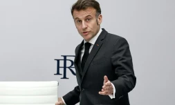Le président Emmanuel Macron le 17 mars 2026 lors d'un conseil de défense à l'Elysée, à Paris