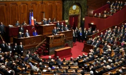 Le président François Hollande devant le Parlement réuni en Congrès, le 16 novembre 2015
