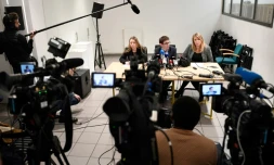 L'Association des familles victimes du lait Lactalis contaminé aux salmonelles tiennent une conférence de presse à Paris, le 15 janvier 2018 