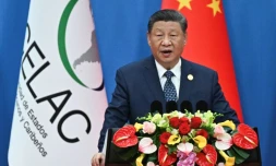 Le président chinois Xi Jinping lors de la cérémonie d'ouverture de la 4e réunion ministérielle du Forum Chine-Communauté des États d'Amérique latine et des Caraïbes (Celac) à Pékin, le 13 mai 2025