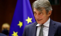 Le président du parlement européen David Sassoli annonçant le prix Sakharov à Bruxelles le 22 octobre 2020