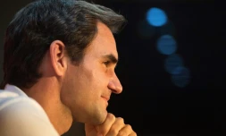 Le joueur suisse de tennis Roger Federer en conférence de presse le 5 février 2020 au Cap en Afrique du Sud