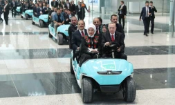 Le président Recep Tayyip Erdogan inaugure à Istanbul le futur "plus grand aéroport du monde", le 29 octobre 2018