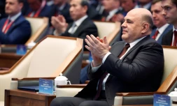 Le Premier ministre russe Mikhaïl Michoustine participe à un forum économique Russie-Chine, le 23 mai 2023 à Shanghai