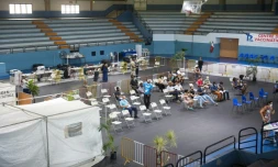 Centre de vaccination installé dans le Palais des sports au Lamentin (Martinique), le 13 aout 2021