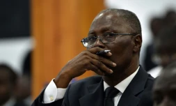 Jocelerme Privert au Parlement haïtien lors de l'élection d'un président provisoire, à Port-au-Prince le 13 février 2016