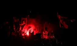 Les supporters parisiens lors de la finale de la Coupe de la Ligue, le 1er avril 2017 au Parc OL