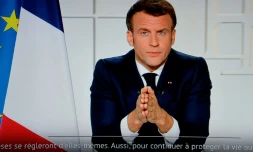 Emmanuel Macron, lors d'une allocution télévisée depuis l'Elysée, le 31 mars 2021