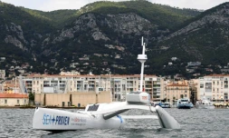 Le drone marin Sphyrna dans la rade de Toulon (sud de la France), le 13 août 2018