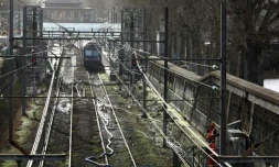 Le RER C bloqué à la station Javel à Paris, le 26 janvier 2018