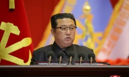 Le dirigeant nord-coréen Kim Jong Un prononce un discours le 7 décembre 2021 à Pyongyang