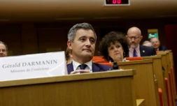Le ministre de l'Intérieur Gérald Darmanin devant la commission des lois du Sénat, le 1er juin 2022 à Paris