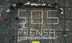 Des journalistes protestent contre la mort d'un de leurs collègues, le 28 juin 2017 à Morelia, au Mexique