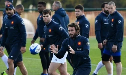 Séance d'entraßnement pour le XV de France au centre national du rugby de Marcoussis, le 9 novembre 2018