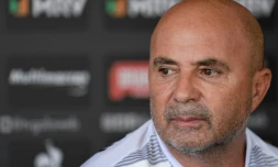 L'entraßneur argentin Jorge Sampaoli, alors à l'Atletico Mineiro au Brésil, le 9 mars 2020 à Vespasiano (Brésil)