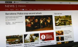 Le site internet en pidgin de la BBC, sur un ordinateur à Lagos le 18 août 2017