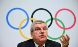 Le président du CIO Thomas Bach en conférence de presse, le 1er décembre 2018 à Tokyo