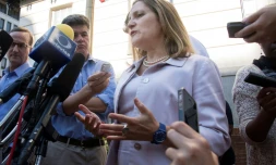 La ministre canadienne des Affaires étrangères, Chrystia Freeland, répond à des journalistes à Washington, le 30 août 2018 