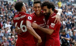 Roberto Firmino (c) buteur décisif pour Liverpool lors de la victoire à domicile face au PSG 3-2 le 18 septembre 2018 en 1re journée de C1