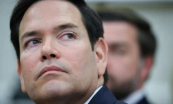 Le secrétaire d'Etat américain Marco Rubio participe à une réunion à la Maison Blanche, à Washington, le 14 avril 2025