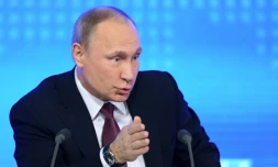 Le président russe Vladimir Poutine lors d'une conférence de presse à Moscou, le 23 décembre 2016