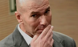 Le Français Zinédine Zidane, de nouveau entraîneur du Real Madrid, en conférence de presse, le 11 mars 2019 à Madrid   