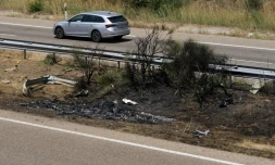 Photo de l'endroit de l'accident mortel de l'attaquant de Liverpool Diogo Jota et de son frère André, près de Cernadilla, dans le nord-ouest de l'Espagne, le 3 juillet 2025