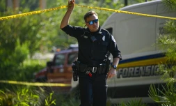 La police travaille sur les lieux d'une fusillade près du syndicat étudiant de l'université d'Etat de Floride le 17 avril 2025 à Tallahassee, en Floride