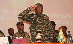 Le chef du régime militaire du Niger, le général Abdourahamane Tiani, lors de l'ouverture des "assises nationales" à Niamey le 15 février 2025