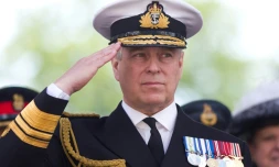 Le prince Andrew, lors d'un défilé militaire à Guildforfd, le 27 juillet 2015