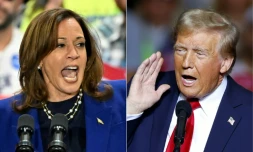 Montage photos du 2 novembre 2024 de la vice-présidente américaine et candidate démocrate à la présidentielle, Kamala Harris, et de l'ancien président américain et candidat républicain Donald Trump