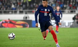 Kylian Mbappé avec l'équipe de France contre la Finlande en qualifications du Mondial, le 16 novembre 2021 à Helsinki