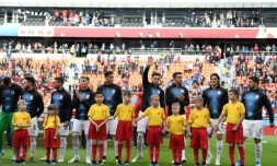 L'équipe d'Uruguay avant le match contre l'Egypte au Mondial le 15 juin 2018 à Ekaterinbourg