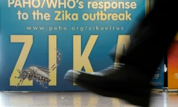 Une affiche au siÚge de l'Organisation mondiale de la Santé, à GenÚve le 23 mai 2016