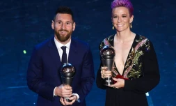 Lionel Messi et Megan Rapinoe élus meilleurs joueurs FIFA de l'année à Milan le 23 septembre 2019
