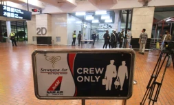 La zone du personnel de la compagnie aérienne Sriwijaya Air à l'aéroport Soekarno-Hatta de Tangerang, près de Jakarta, le 9 janvier 2021