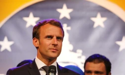 Le président français Emmanuel Macron à Aachn, en Allemagne, le 09 mai 2018