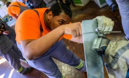 Le centre de formation de l'aciérie Eko Stahl Arcelor-Mittal à Eisenhuettenstadt, dans l'est de l'Allemagne, le 25 avril 2019