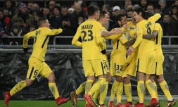 Les Parisiens se congratulent après un but contre Strasbourg en Coupe de la Ligue, le 13 décembre 2017 à La Meinau