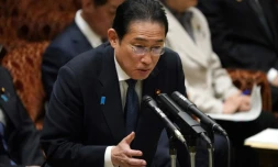 Le Premier ministre japonais Fumio Kishida lors d'une session au Parlement, le 25 mars 2024 Ă Tokyo